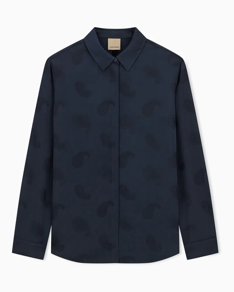 Emporio Armani Hemd aus Satin mit durchgehendem Jacquard-Paisleymuster, Boteh Sonderkollektion Blau