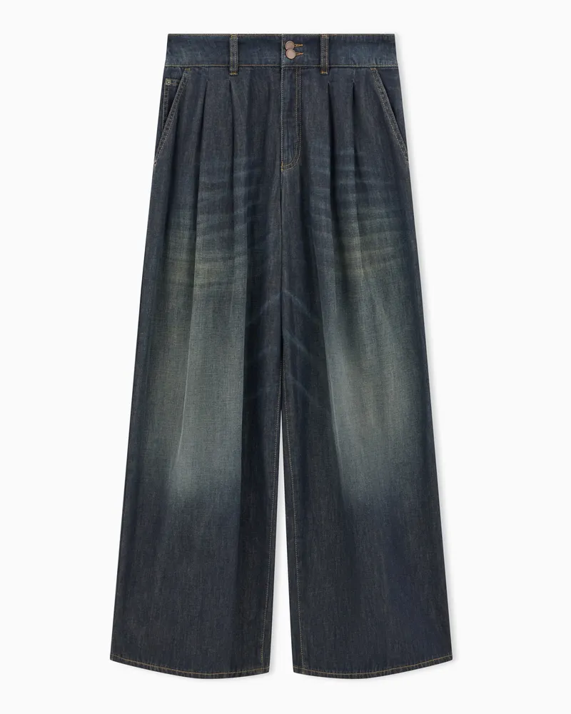 Emporio Armani Weit geschnittene Jeans aus leichtem Denim Blau