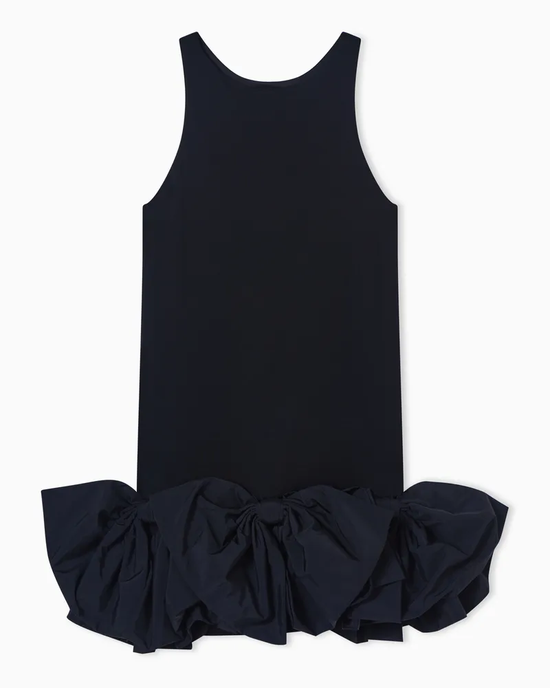 Emporio Armani Kurzes Kleid aus Punto-Milano-Gewebe, mit Maxi-Schleifen-Detail Schwarz