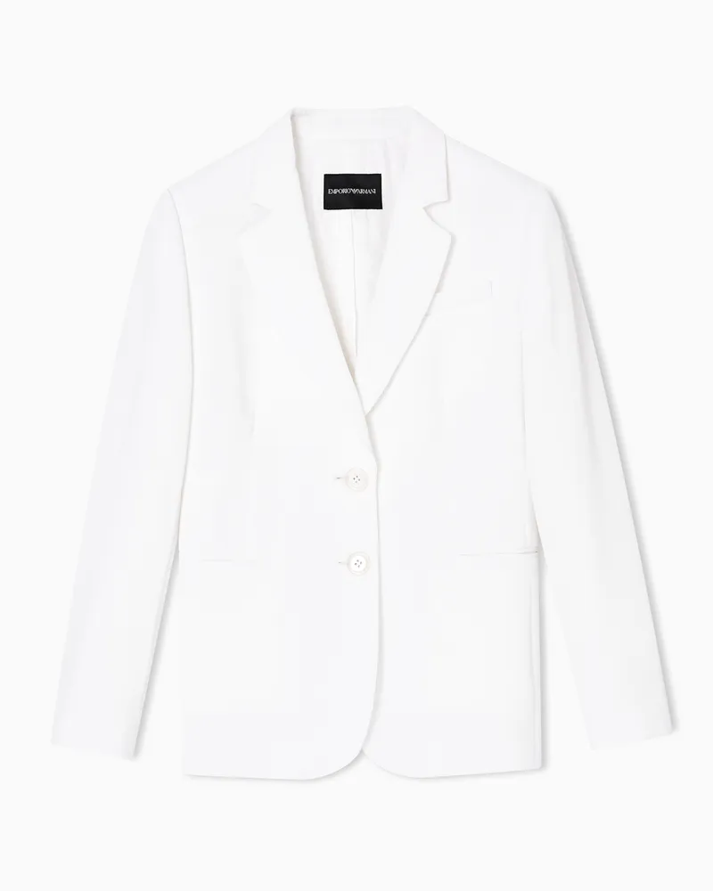 Emporio Armani ASV Blazer, einreihig, aus technischem Gewebe mit Waffelstruktur Weiß