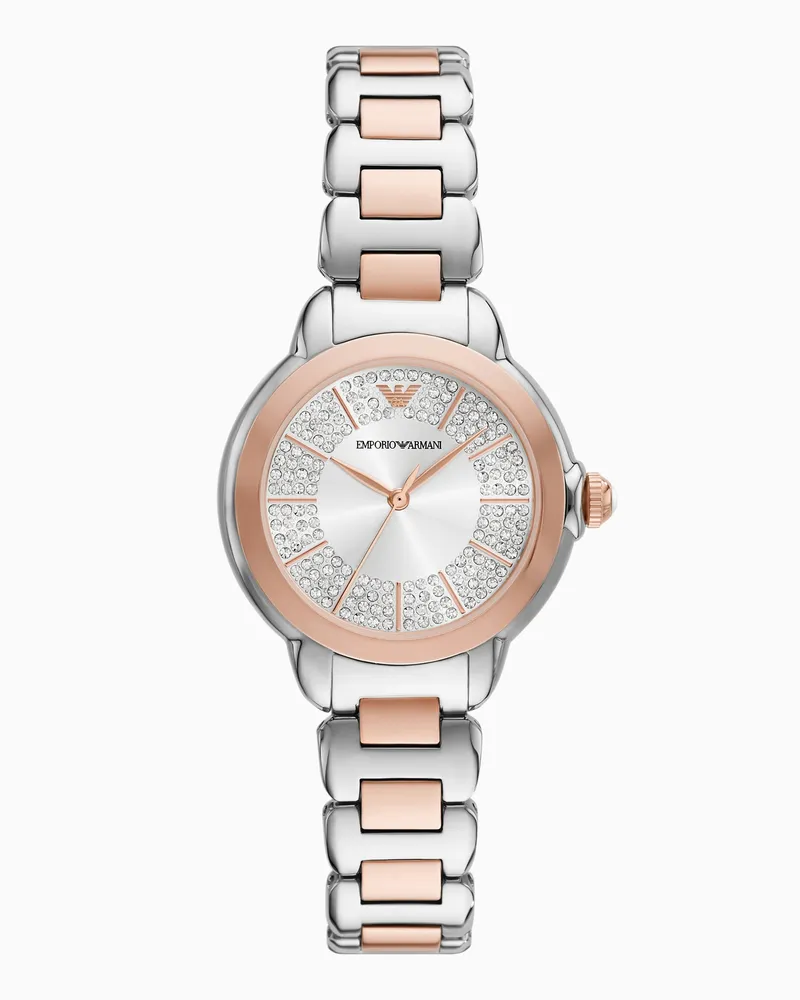 Emporio Armani Uhr mit drei Zeigern und zweifarbigem Edelstahlarmband Mehrfarbig