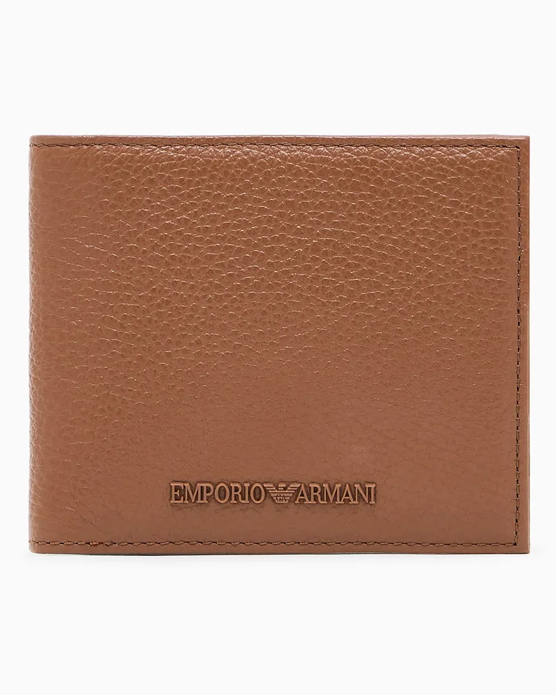 Emporio Armani Portemonnaie mit Münzfach aus getrommeltem Leder Braun
