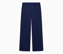 Regular Fit Stoffhose mit weitem Bein aus Stretch-Baumwolle