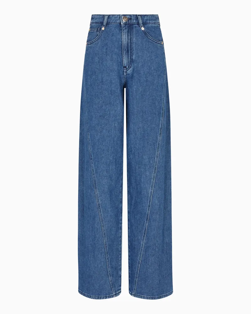 Emporio Armani Jeans J6F Relaxed Fit aus Denim in Used-Optik Blau