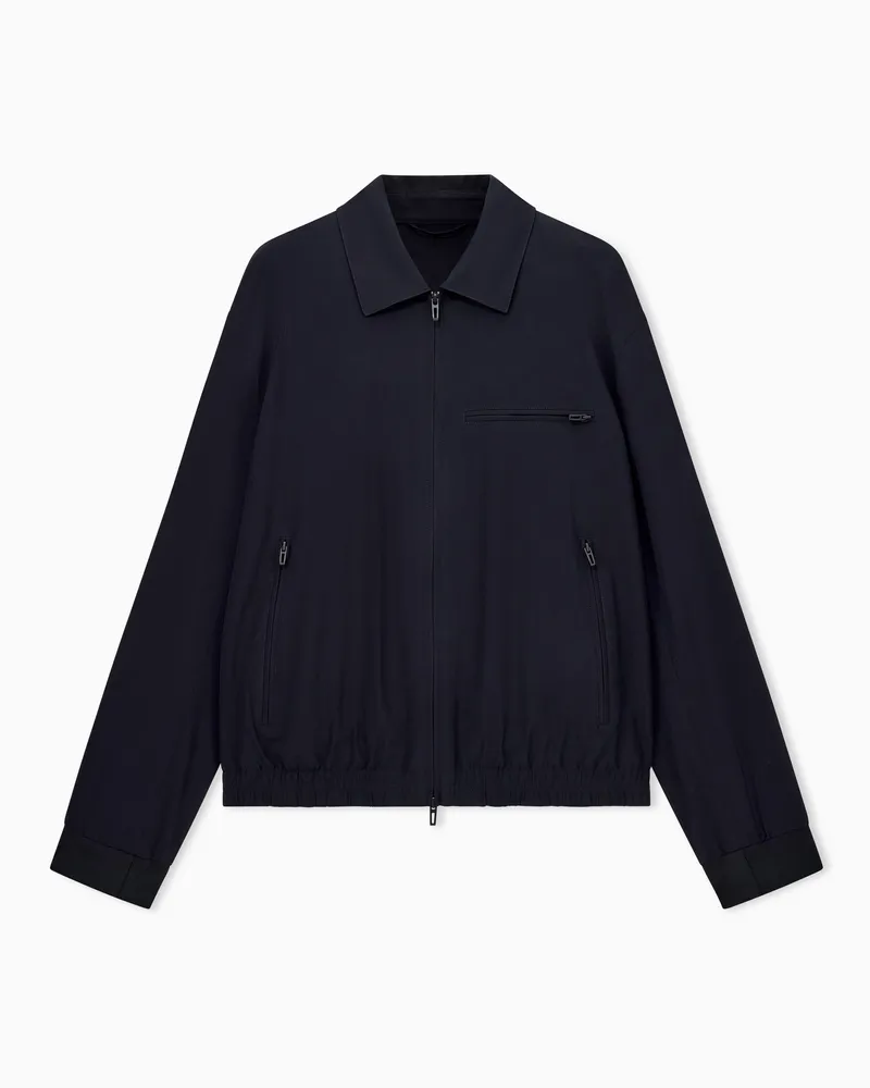 Emporio Armani Blouson Essential aus glattem Viskosetwill mit Rippbündchen Marineblau