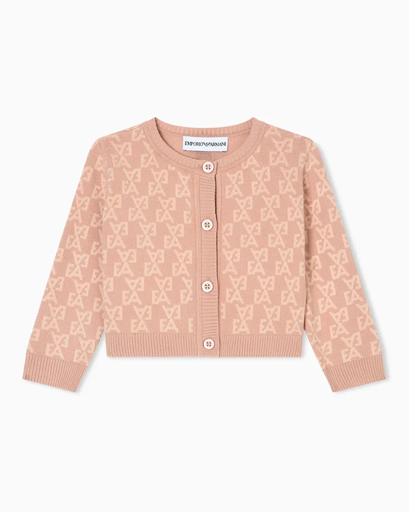 Emporio Armani Cardigan aus Strick in Jacquard-Stoff-Verarbeitung mit Allover-EA-Logo Pink