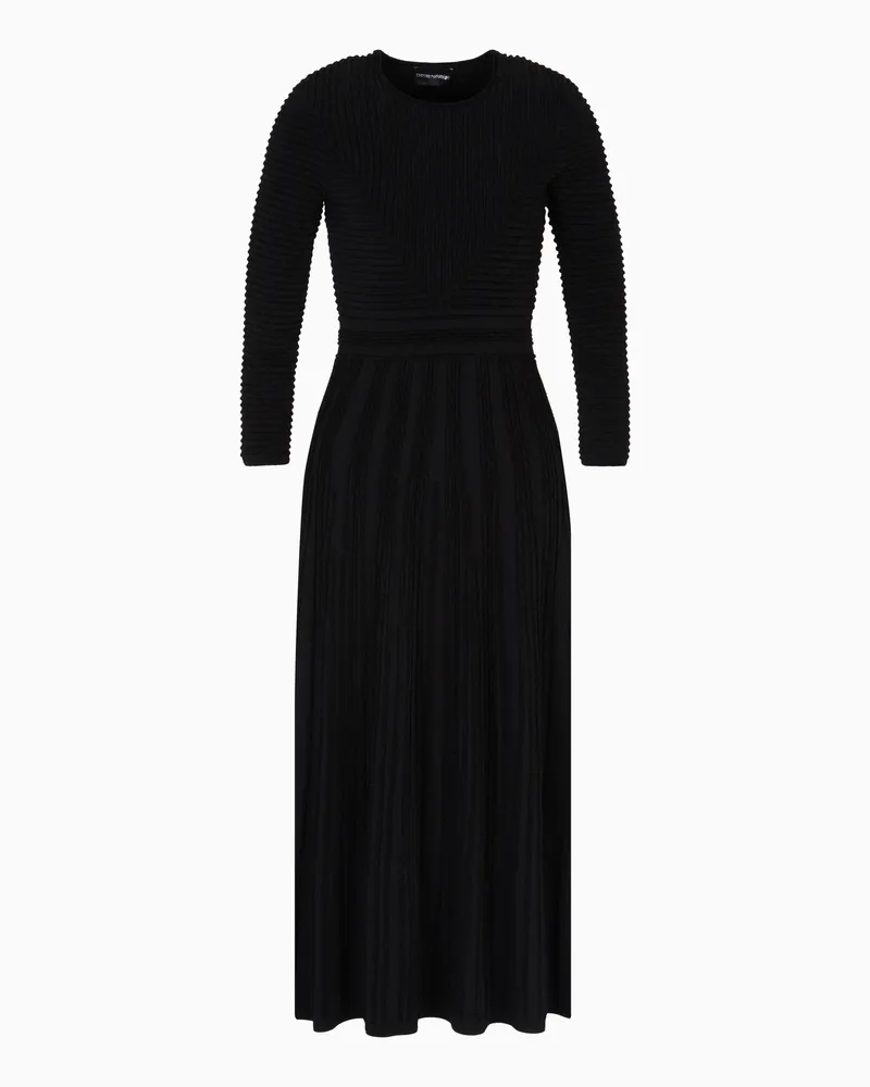 Emporio Armani Langes Kleid aus Ottoman-Chenille Schwarz