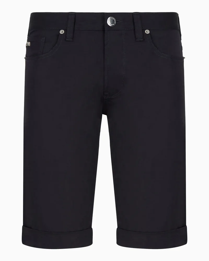 Emporio Armani Bermudashorts aus komfortabler glänzender Baumwolle mit Umschlag Blau