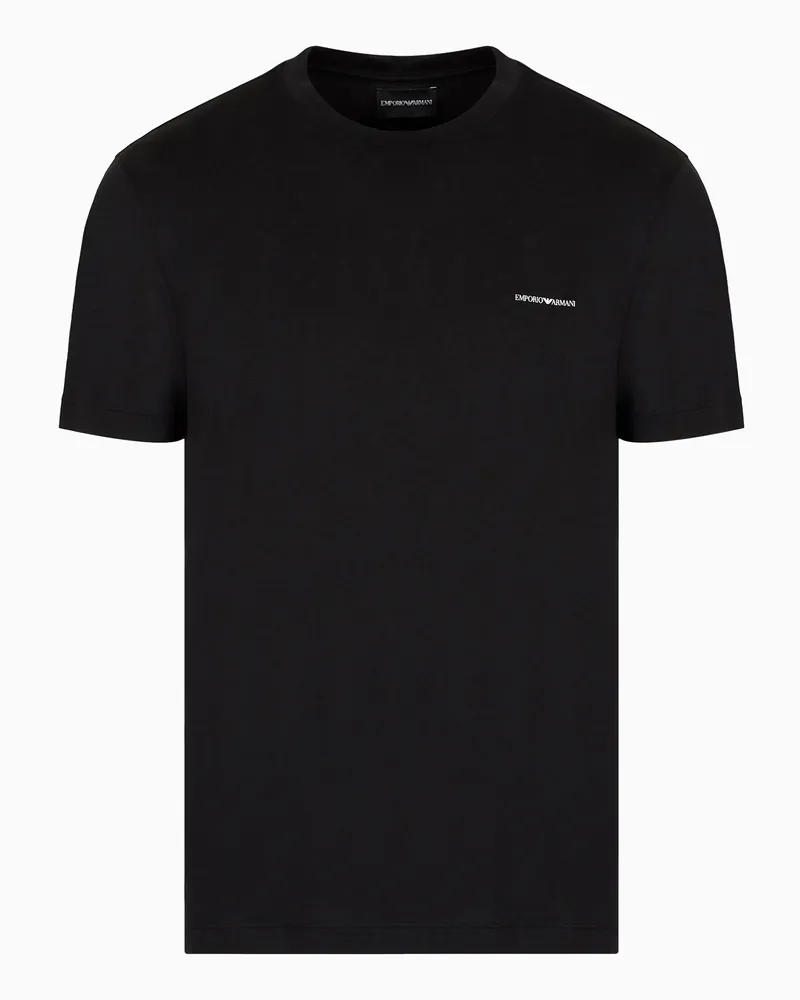 Emporio Armani ASV T-Shirt aus einer Lyocell-Jersey-Mischung mit kleinem Logo-Schriftzug Schwarz