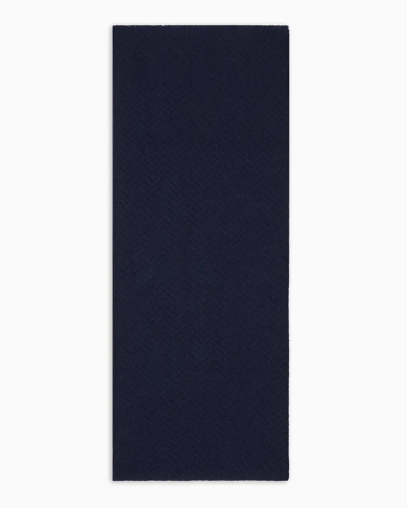 Emporio Armani Schal aus Wolle mit Chevron-Motiv Marineblau