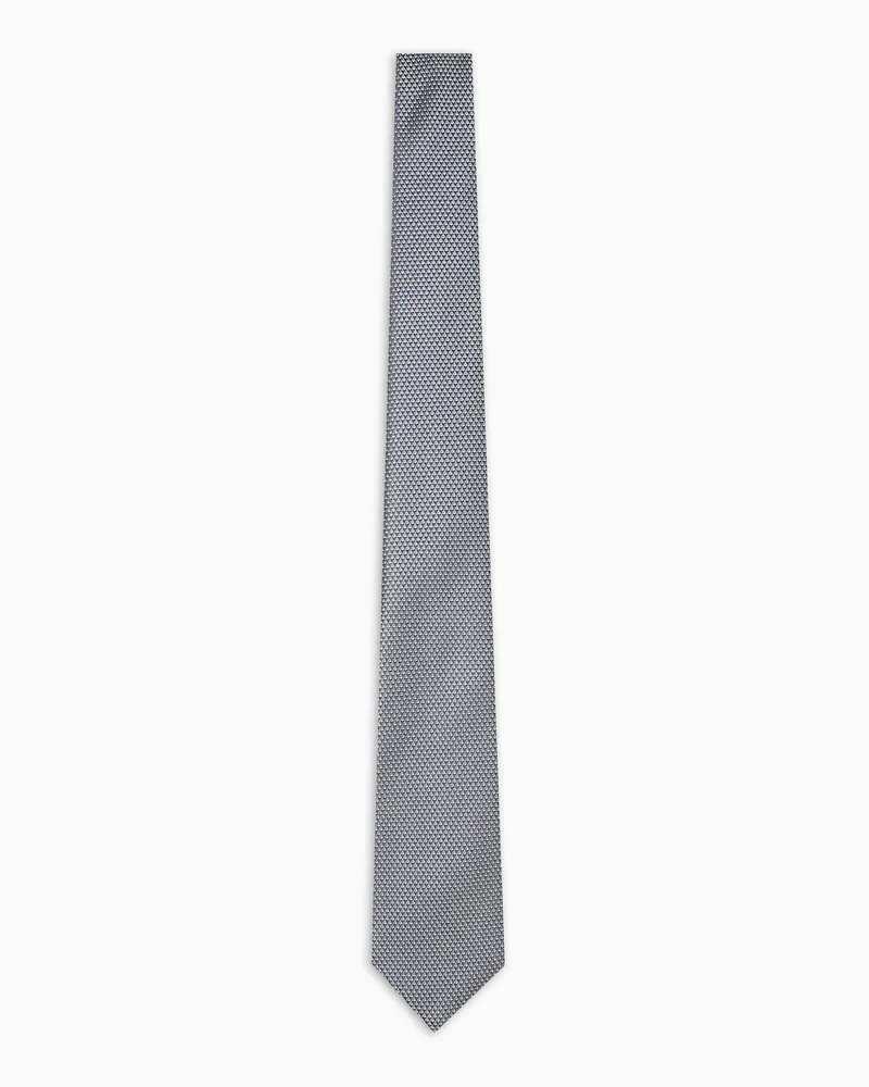 Emporio Armani Krawatte aus Seiden-Mischung mit optischem Mikromuster aus Jacquard-Stoff Grau