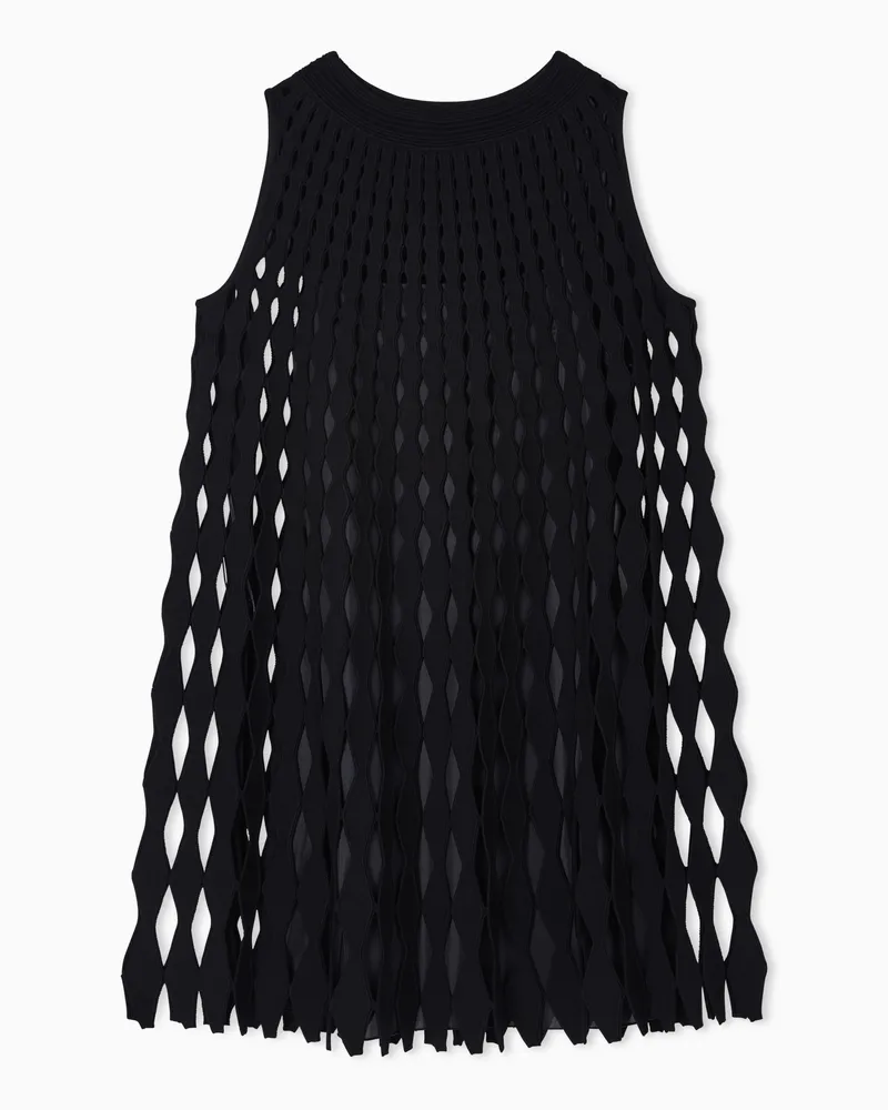 Emporio Armani ASV Strickkleid mit Rauten-Lochmuster Schwarz