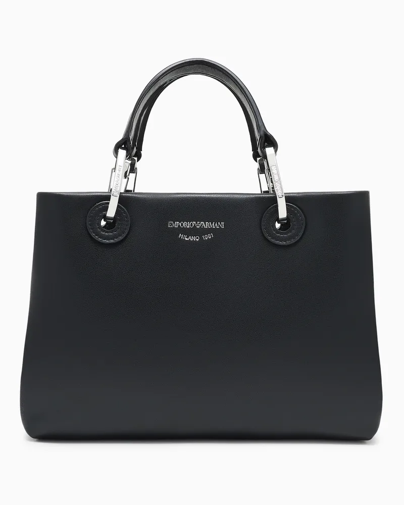 Emporio Armani MyEA kleiner Shopper aus Nappaleder Schwarz