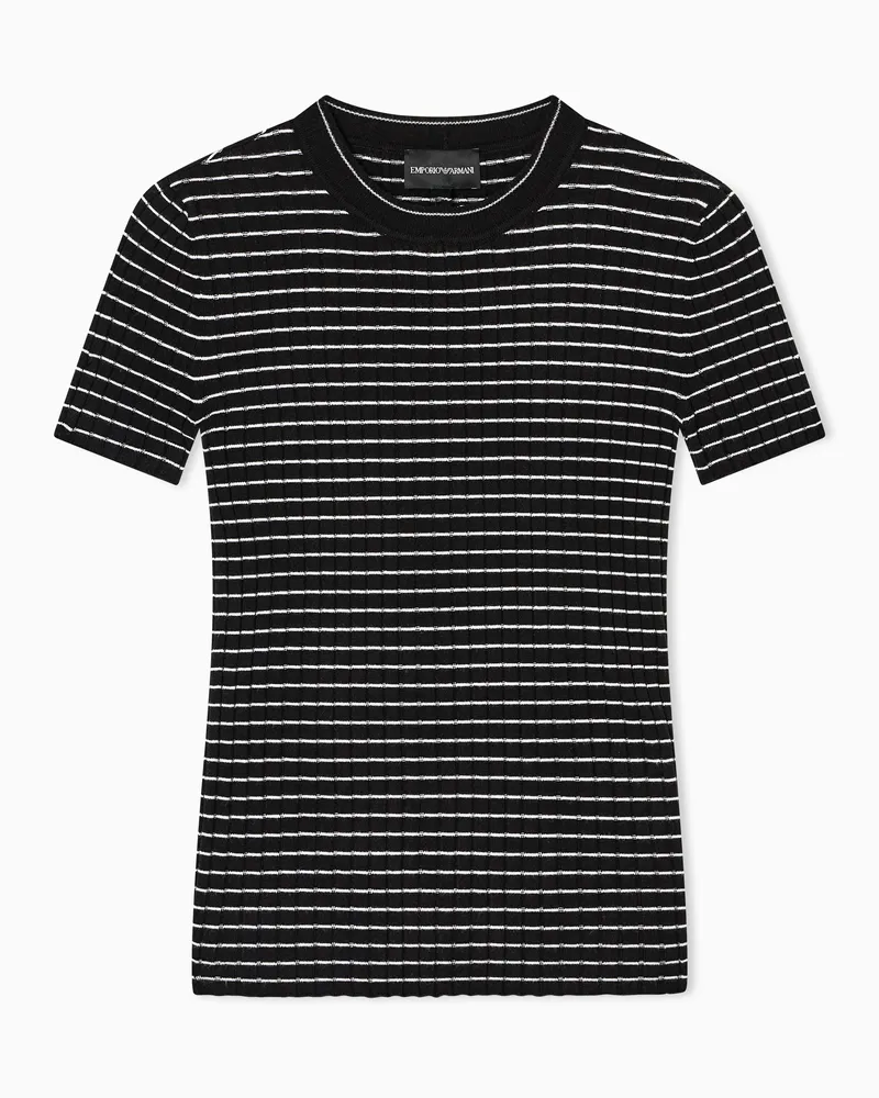 Emporio Armani Geripptes T-Shirt mit Streifen-Muster Schwarz