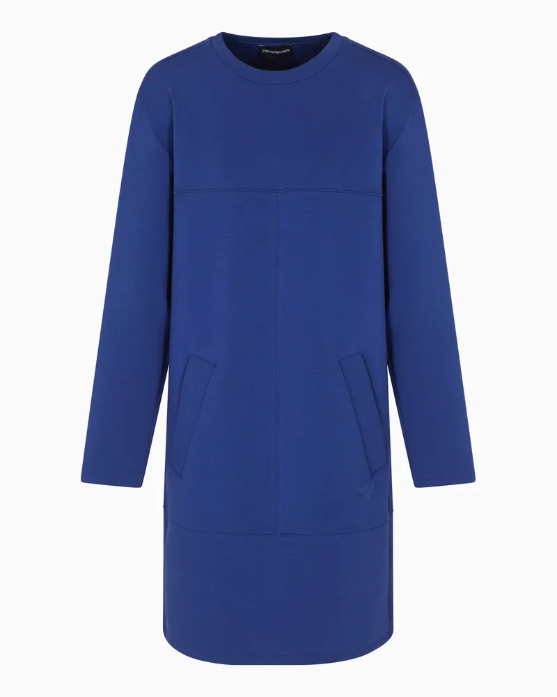 Emporio Armani Kleid mit Rundhalsausschnitt aus doppellagigem Jersey Blau