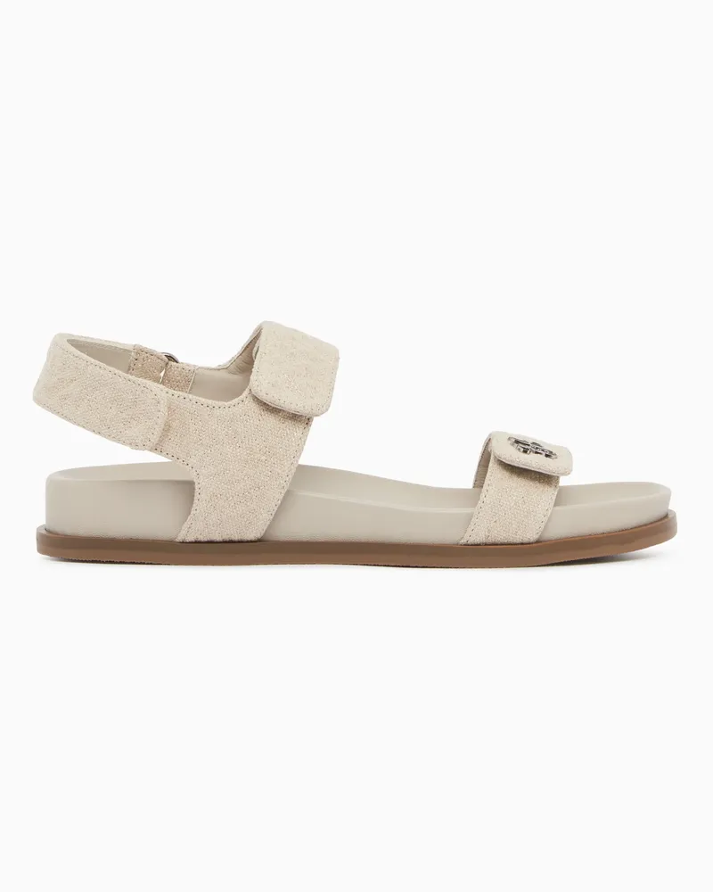 Emporio Armani Sandalen aus geprägtem Leinen Beige