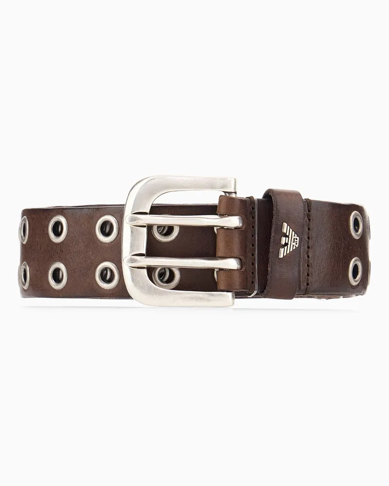 Emporio Armani Gürtel aus Leder mit genieteten Ösen Braun