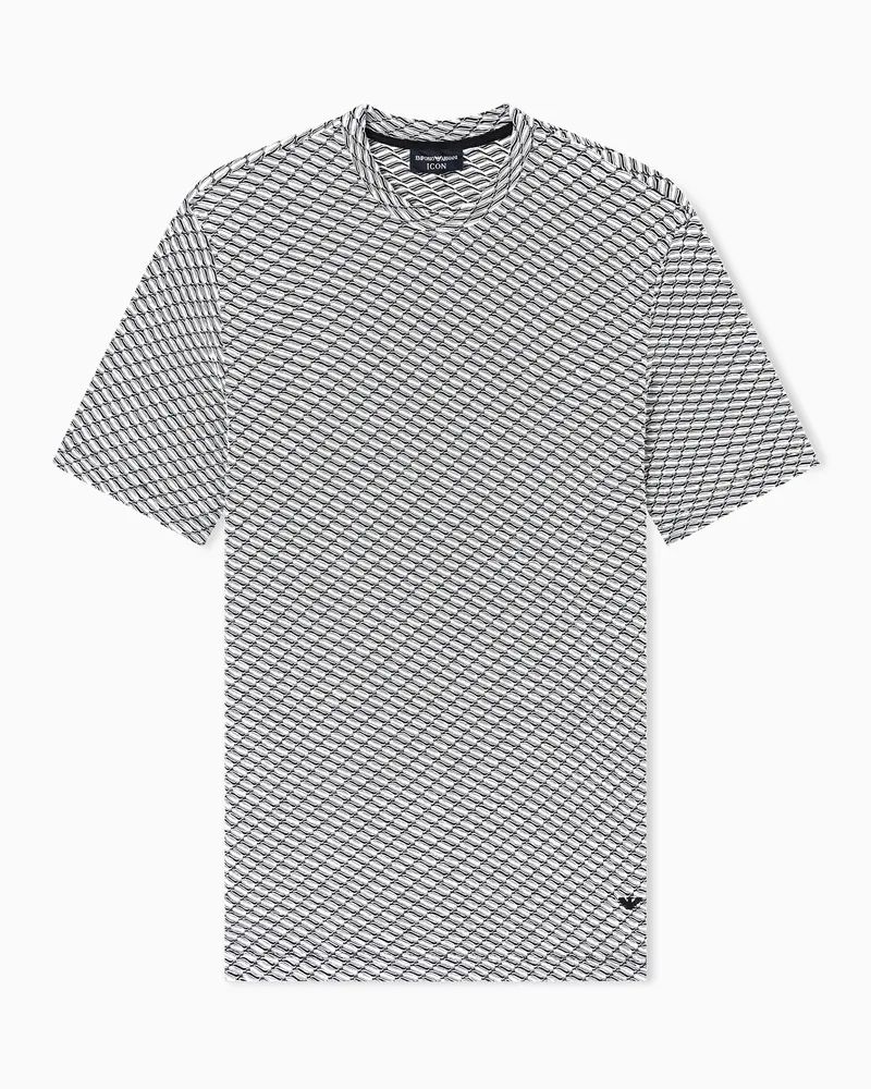 Emporio Armani Jersey-Pullover aus einer Viskose-Mischung in Jacquard-Stoff-Verarbeitung mit optischem Icon-Muster Grau