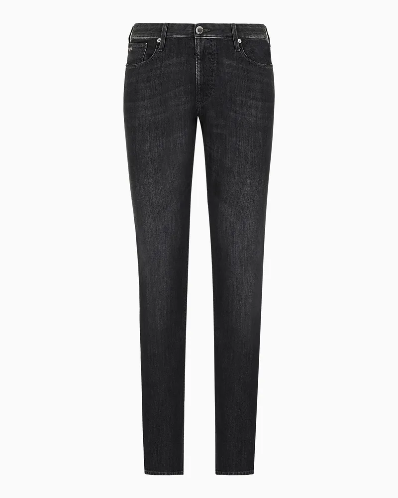 Emporio Armani Jeans J06 in Slim Fit aus Denim-Twill 10 oz in Melange-Optik Schwarz