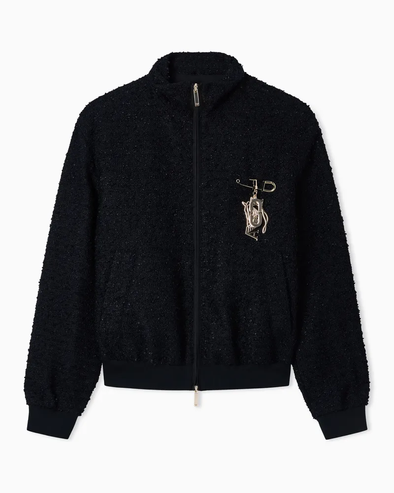 Emporio Armani Blouson aus Tweed in Bouclé-Optik mit durchgehendem Reißverschluss, zum Mondneujahr Schwarz