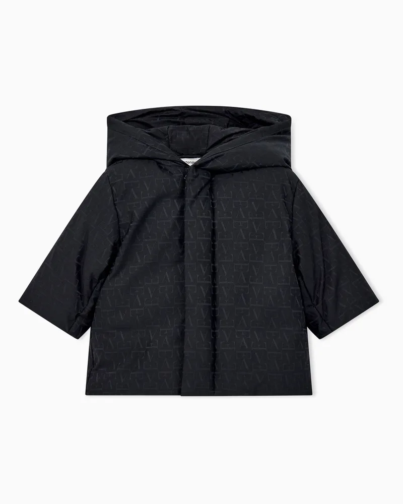 Emporio Armani Daunenjacke Outdoorjacke mit Kapuze und Monogramm Marineblau