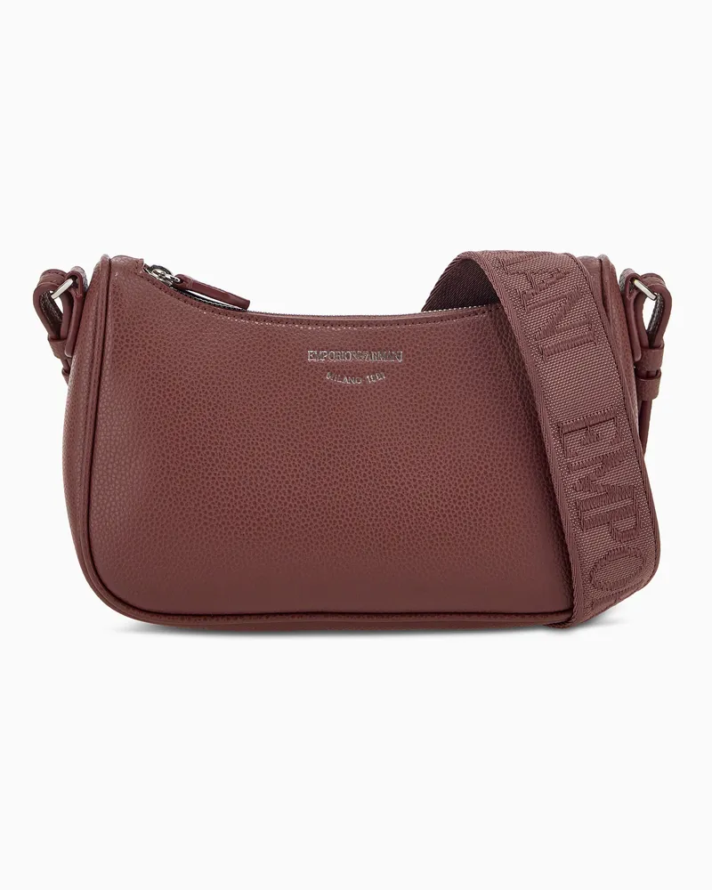 Emporio Armani Schultertasche in genarbter Optik mit verstellbarem Riemen Burgunderrot