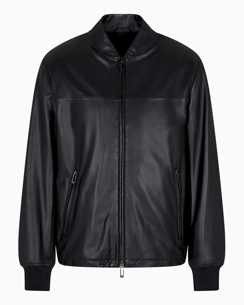 Emporio Armani Blouson aus Handschuh-Lammnappaleder Schwarz