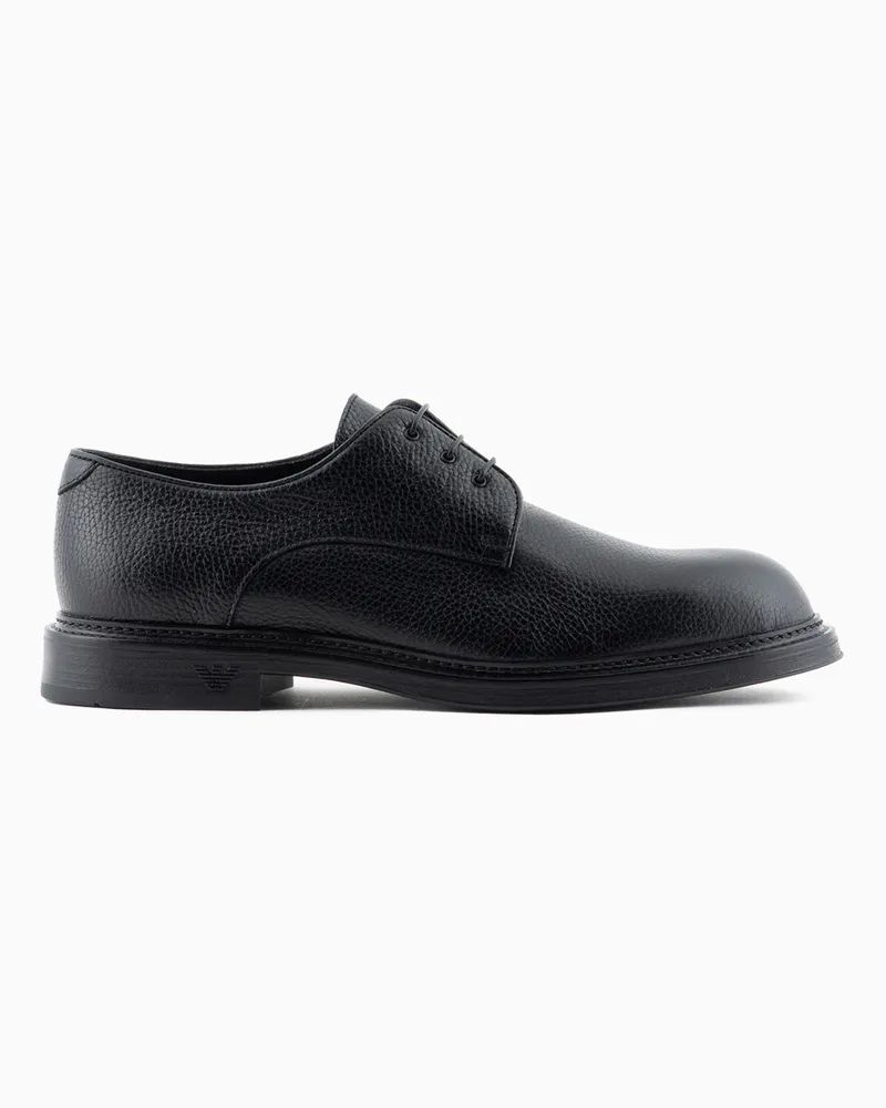 Emporio Armani Derby aus genarbtem Leder Schwarz