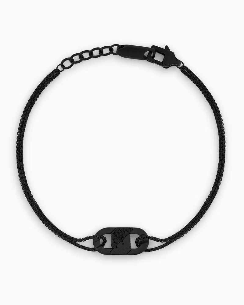 Emporio Armani Armband mit Plakette und schwarzen Kristallen Mehrfarbig