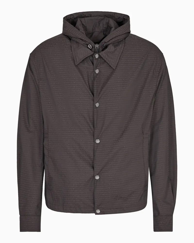 Emporio Armani Blouson mit Brusteinsatz, gefertigt aus Nylon in Jacquard-Stoff-Verarbeitung mit durchgehendem Schriftzug Grau