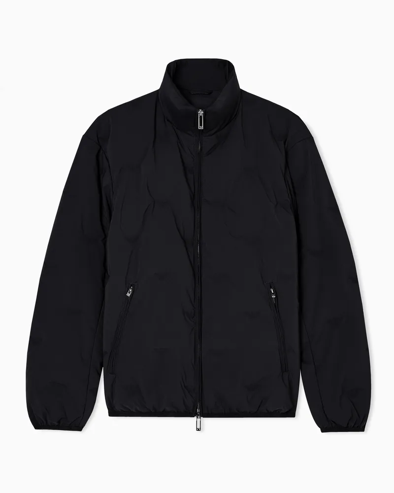 Emporio Armani Daunenjacke aus Nylon mit durchgehendem Reißverschluss und Mikroadler-Inlay Schwarz