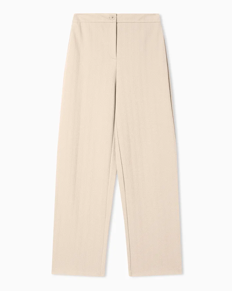 Emporio Armani Hose aus Stretchjersey mit Chevron-Motiv Beige