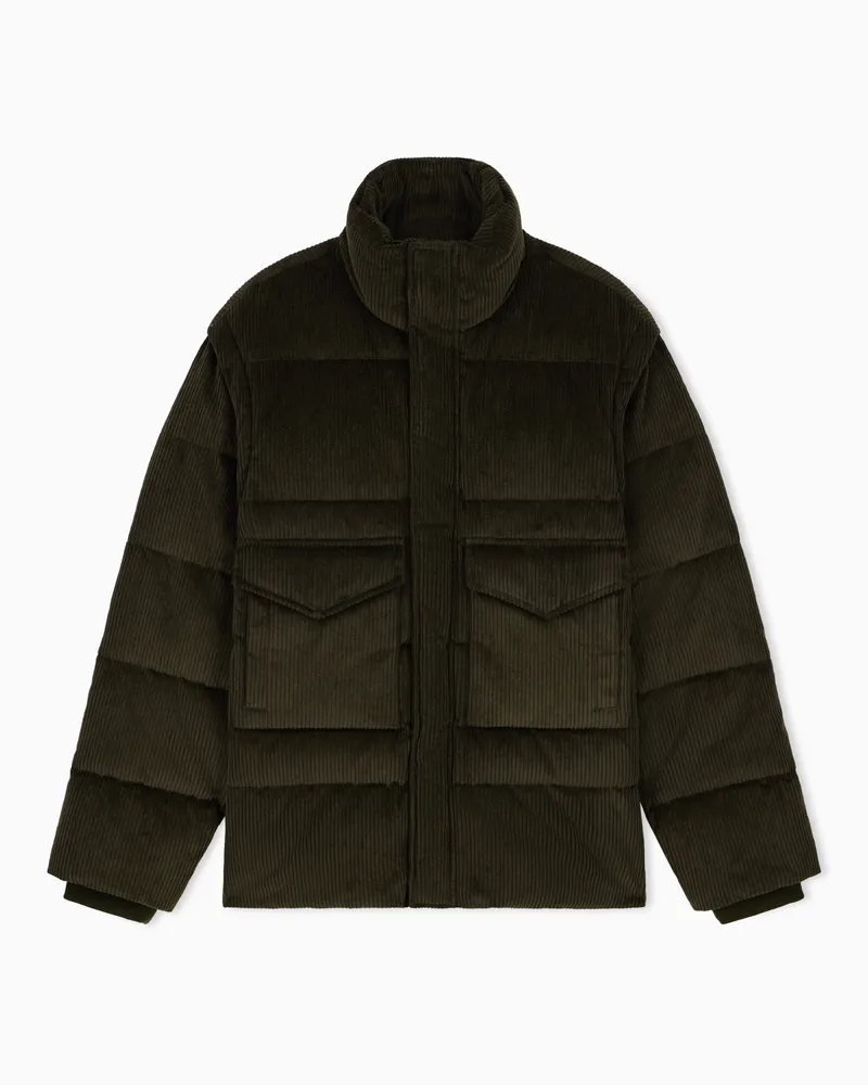Emporio Armani Oversize Daunenweste aus Baumwolle mit Polyamidfutter Grün