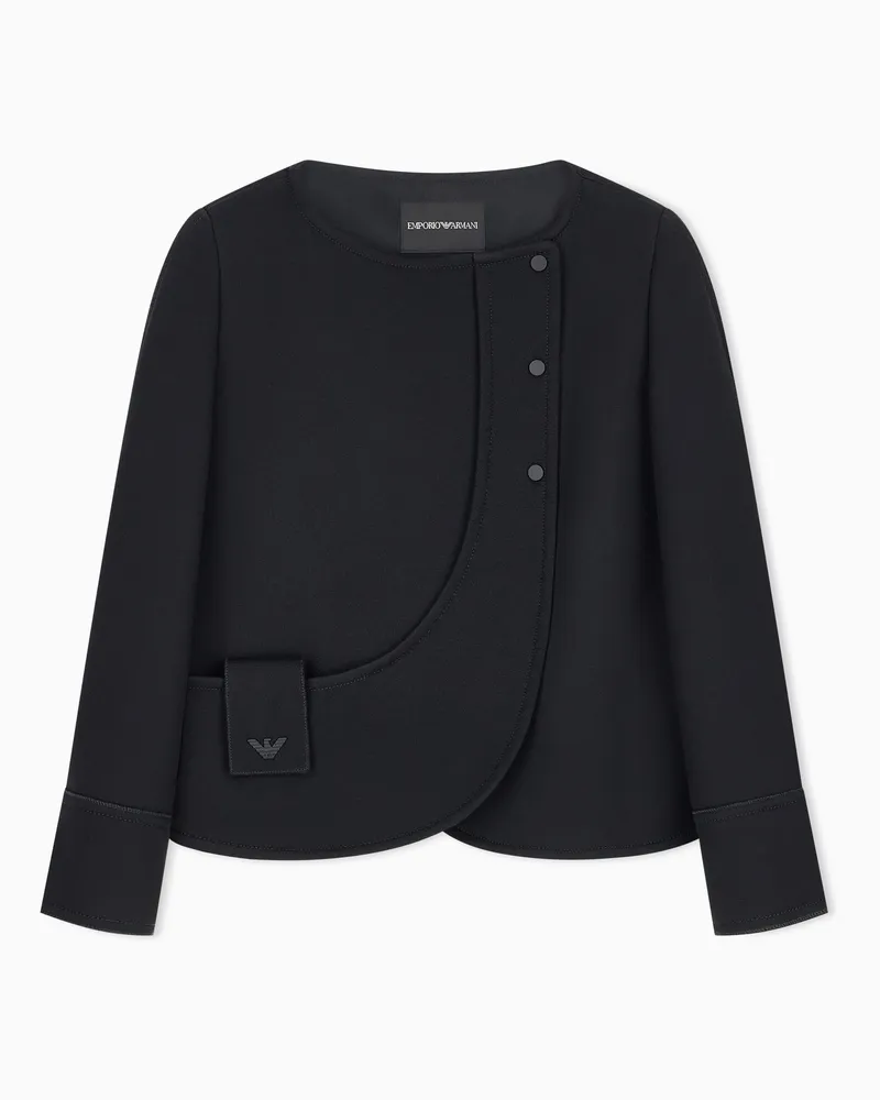 Emporio Armani Ungefütterter Viskoseblazer mit lackierten Druckknöpfen Schwarz
