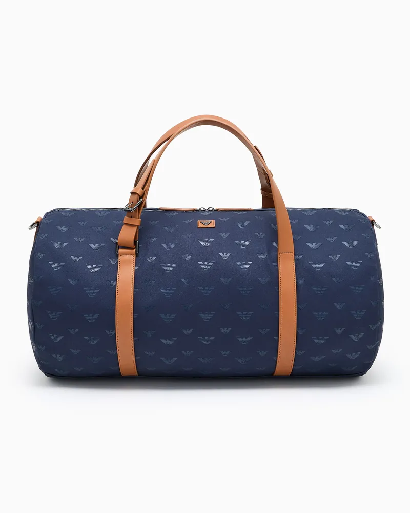 Emporio Armani Reisetasche aus Canvas mit Adler-Print Marineblau