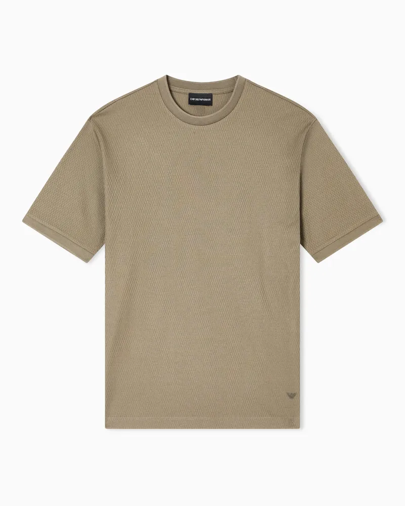Emporio Armani ASV T-Shirt aus Jersey mit durchgängigem, vertikalem Muster in Jacquard-Stoff-Verarbeitung Grün
