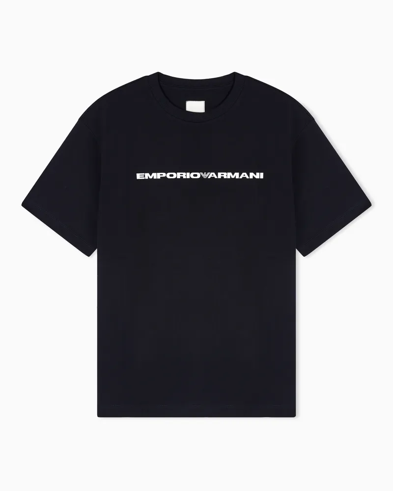 Emporio Armani Sustainable Collection T-Shirt aus amerikanischem Bio-Jersey Blau