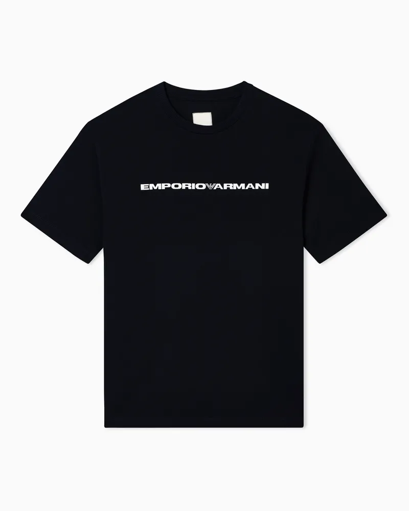 Emporio Armani Sustainable Collection T-Shirt aus amerikanischem Bio-Jersey Blau