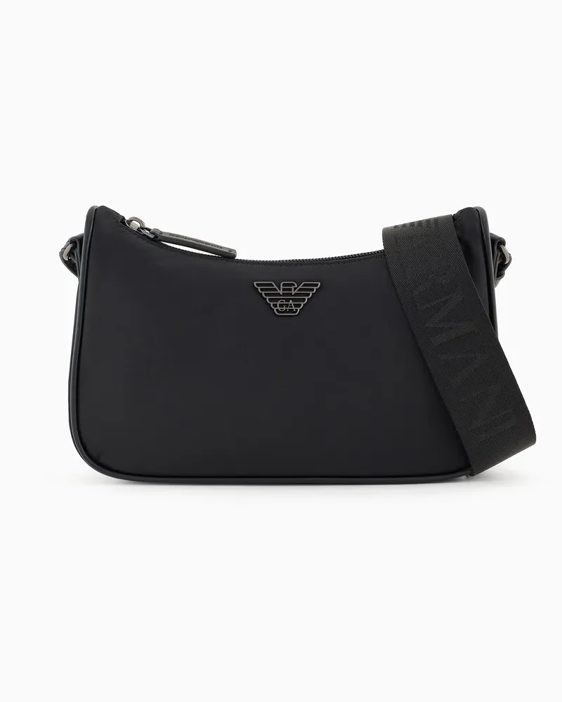 Emporio Armani ASV Schultertasche aus recyceltem Nylon Schwarz