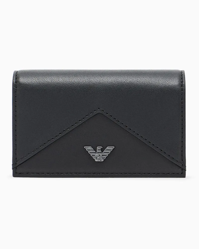 Emporio Armani Kartenetui aus Nappa mit geometrischem Detail Schwarz