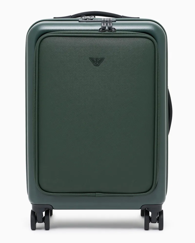 Emporio Armani Kabinentrolley aus ABS mit Saffiano-Detail und Adler-Plakette Grün
