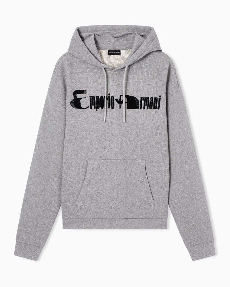 Emporio Armani Sweatshirt mit Kapuze aus Jersey mit weicher Haptik und geflocktem Logo Grau
