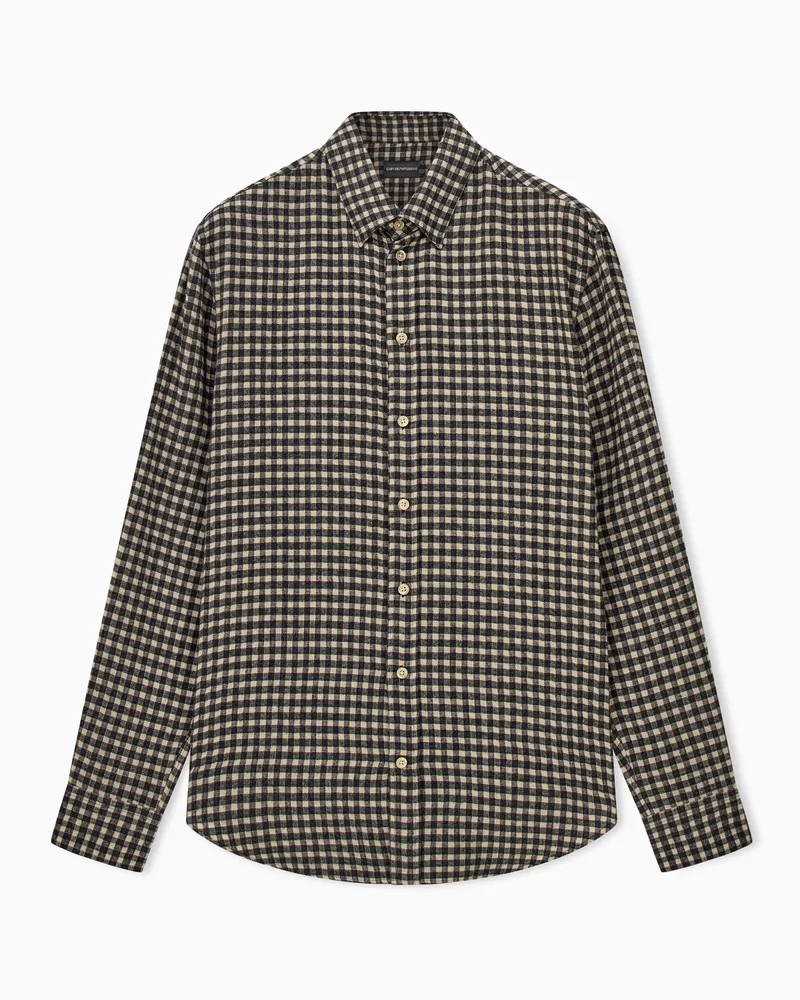Emporio Armani Flanellhemd im Regular Fit mit klassischem Karomuster Beige