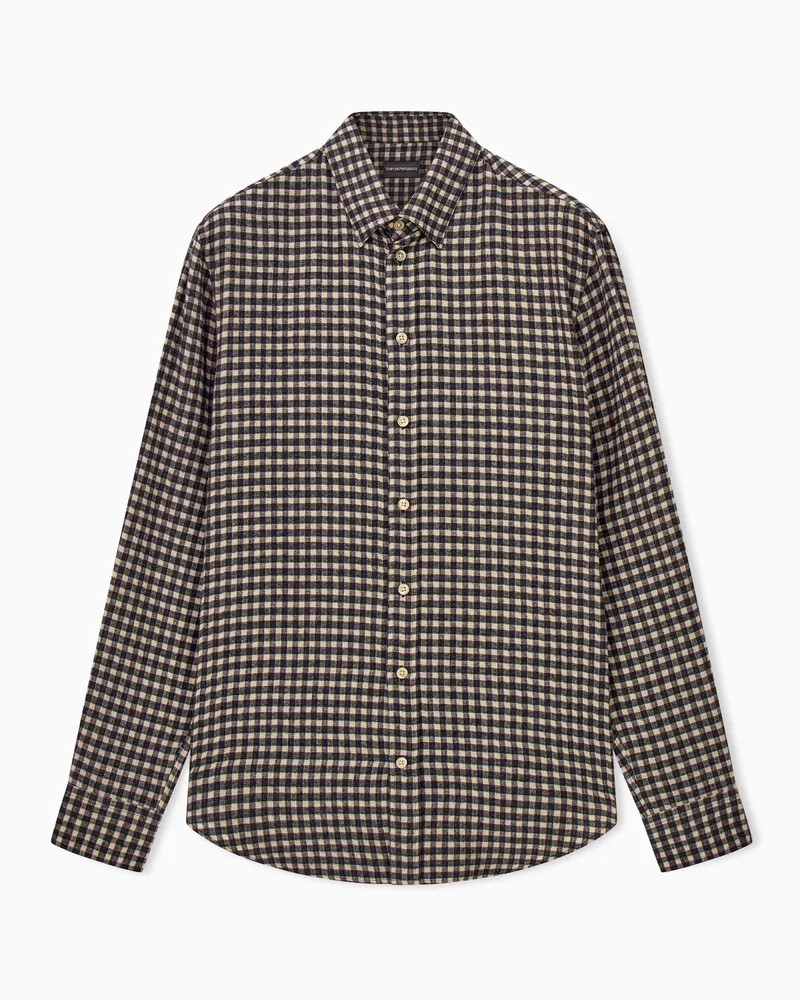 Emporio Armani Flanellhemd im Regular Fit mit klassischem Karomuster Beige