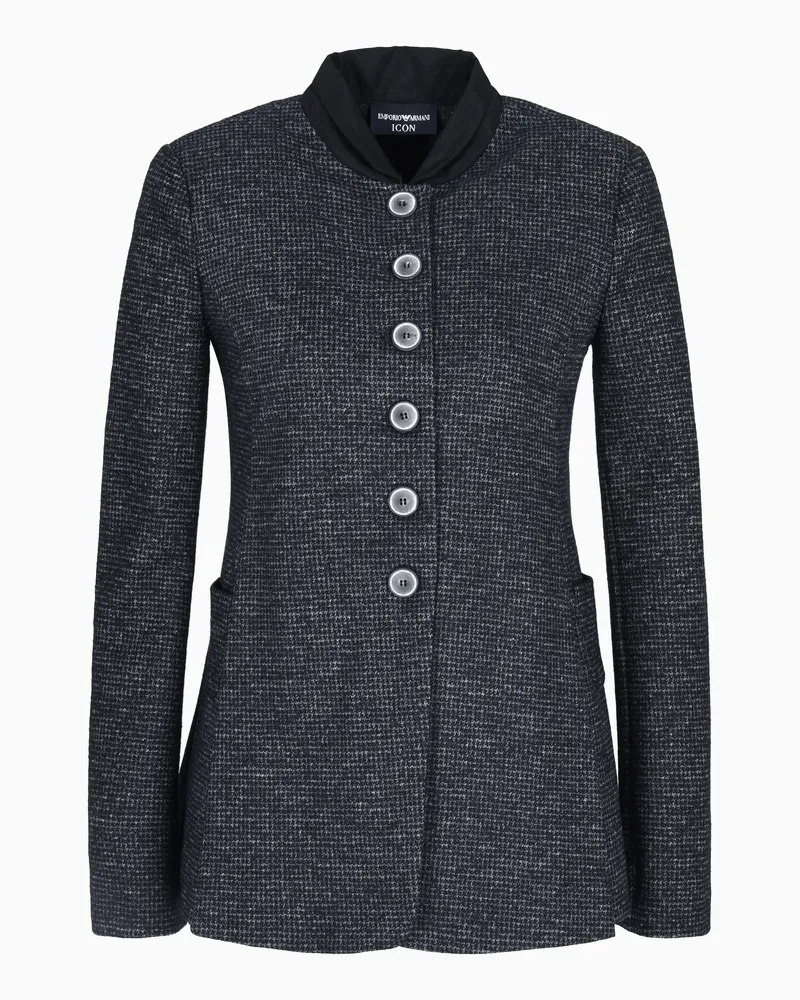 Emporio Armani Icon Sakko, einreihig, in Hahnentritt-Stoff Schwarz