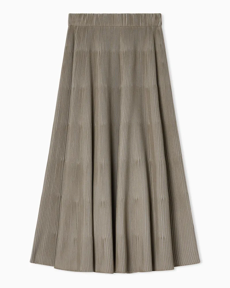 Emporio Armani Striped skirt in stockinette knit Beige