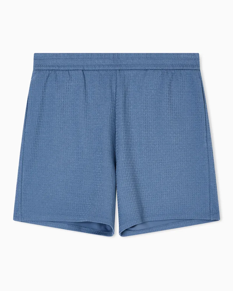 Emporio Armani ASV Jersey-Bermudashorts aus einer Lyocell-Mischung in Jacquard-Stoff-Verarbeitung Hellblau