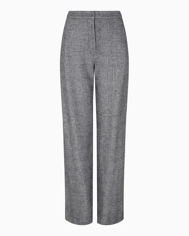 Emporio Armani ASV Icon Jersey-Hose mit Abnähern und Prince-of-Wales-Muster Grau