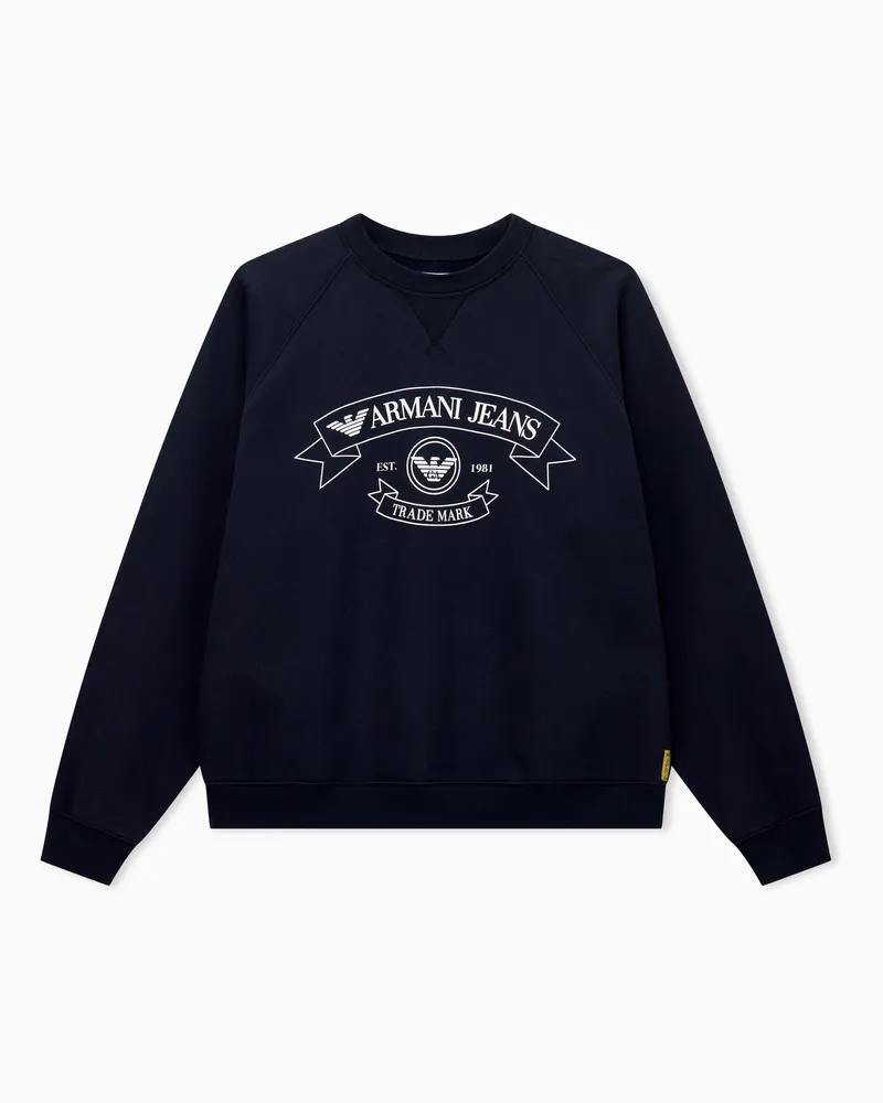 Emporio Armani Sweatshirt reguläre Passform Baumwolljersey Grafikprint Marineblau