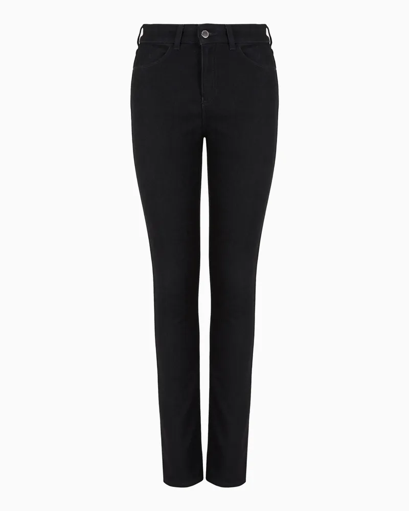 Emporio Armani Jeans J18 mit hohem Bund und schmal geschnittenem Bein aus Comfort-Denim Schwarz